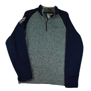 Ducks Unlimited Shirt 1/4 Quarter Zip Pullover Blue Gray Fleece Collar Mens Med.